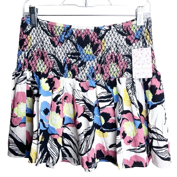 Free People Dresses & Skirts - Free People LA Nights Smocked Mini Skirt Neutral Combo Size M